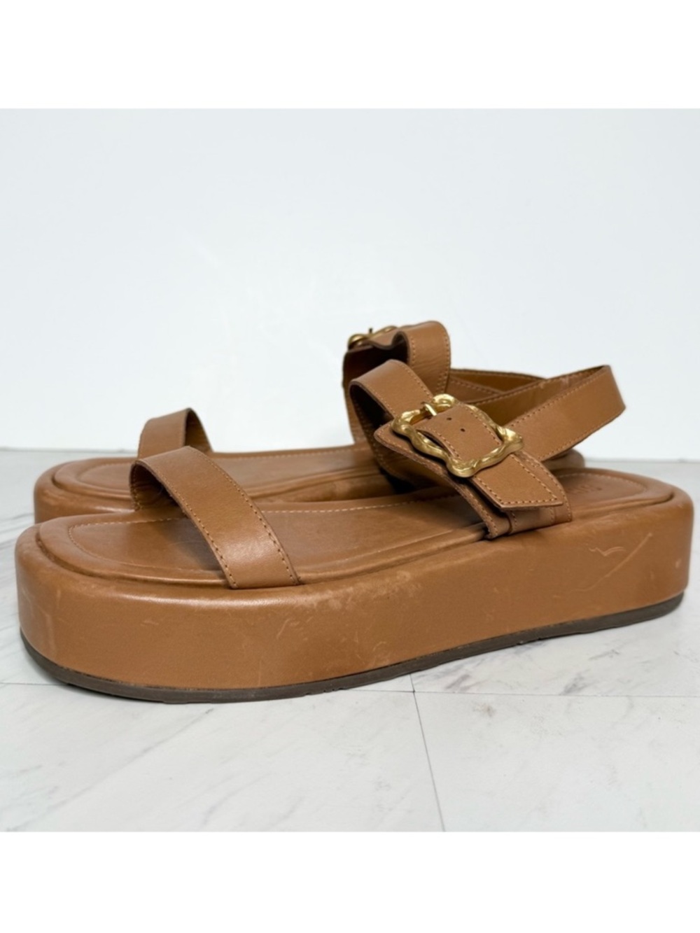 Schutz Brown Platform Square Toe Sandal 9B